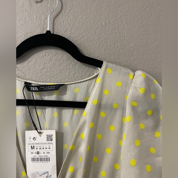 NWT ZARA Polka Dot Satin Dress - Picture 9 of 12